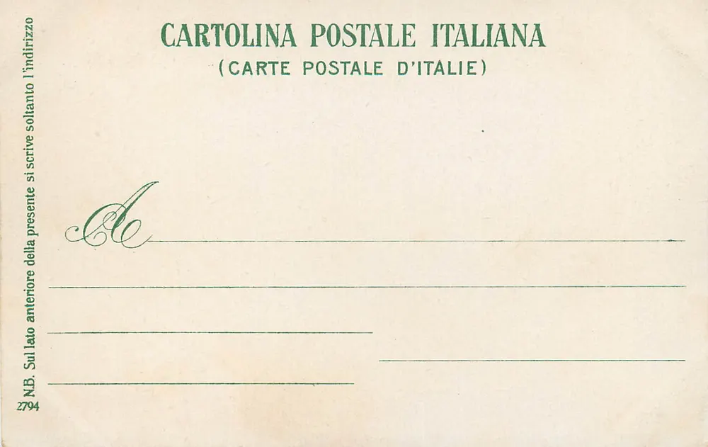Villa del pueblo y Campanile del Carmine — Nápoles — Edit. E. Ragozino, Galería Umberto-Nápoles - Reverso