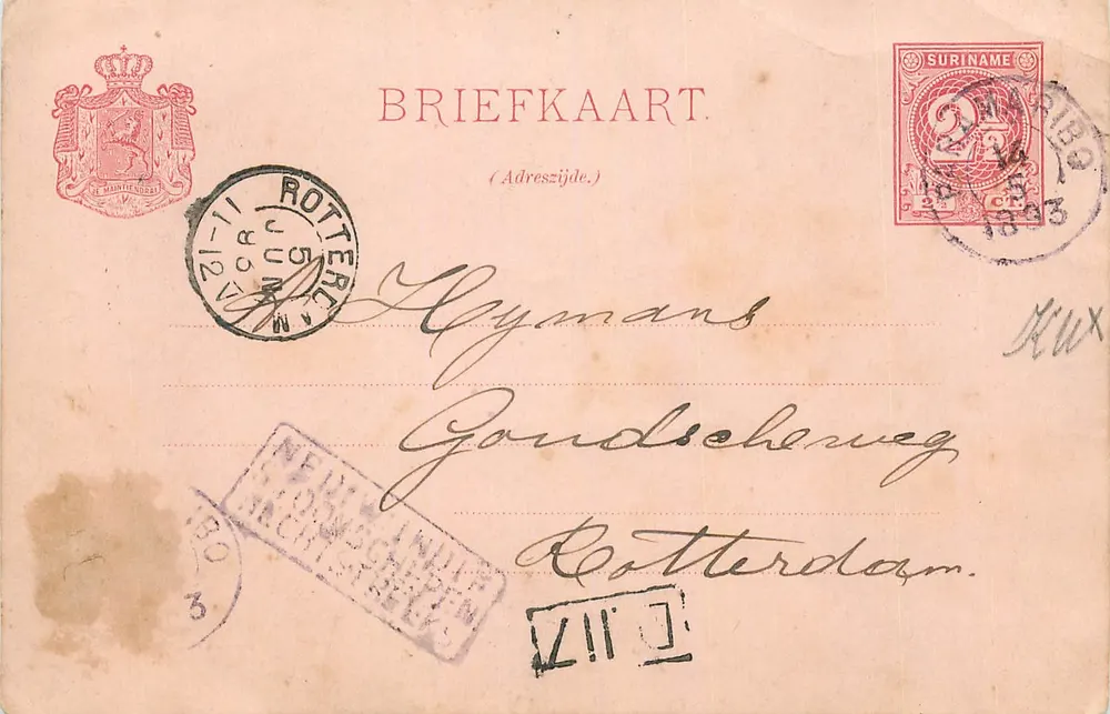 Nederlandse ansichtkaart — Suriname — onbekende uitgever, serie-nummer niet zichtbaar - Voorkant