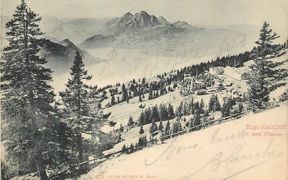 Rigi-Kaltbad und Pilatus — vista nevada — Edição Photoblos Co. Zürich n°471 - Frente