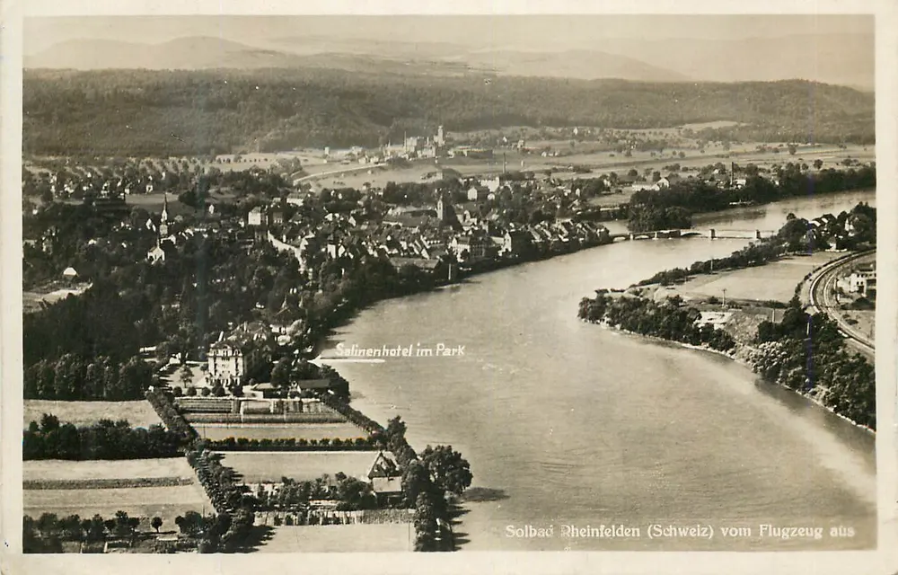 Solbad Rheinfelden (Svizzera) — vista aerea dell'Hotel Salina nel Parco — editore non identificato - Recto