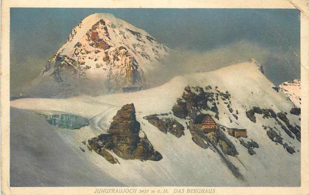 Jungfraujoch — sommet enneigé avec le Berghaus — Verlag Bazare der Jungfraubahn - Awers