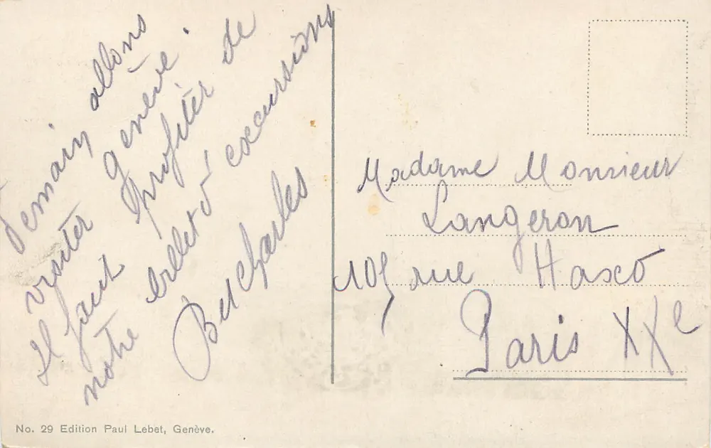 Lac Léman, Ile de Salagnon und die Dents du Midi — Édition Paul Lebet, Genf, Nr. 29 - Rückseite
