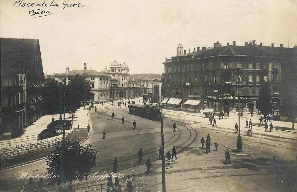 Place de la Gare — Winterthur — wydawca Wintertthur Bahnhofplatz - Awers