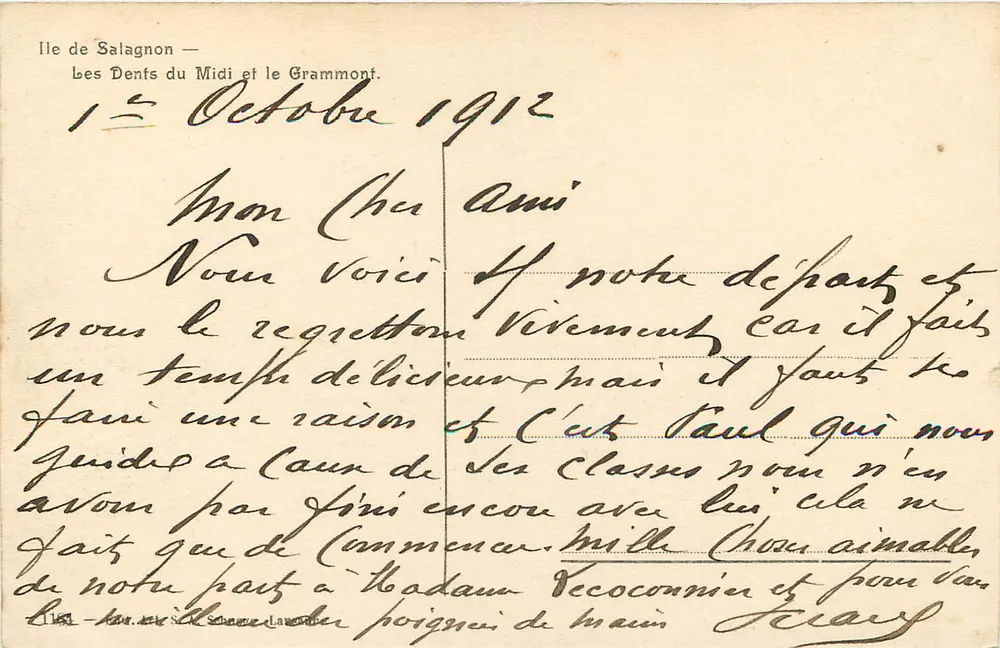 Insel Salagnon — Les Dents du Midi und der Grammont — Verlag: A. Scherrer, Lausanne - Rückseite