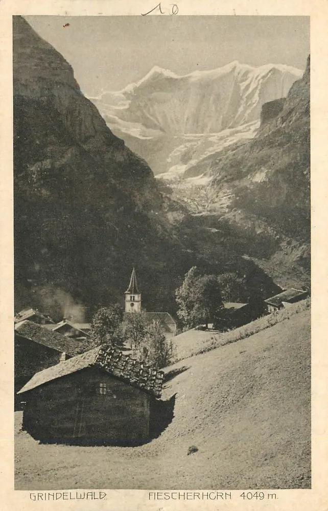 Grindelwald — uitzicht op het Fiescherhorn 4049 m — Kunstverlag Brienz, nr. 821 - Voorkant