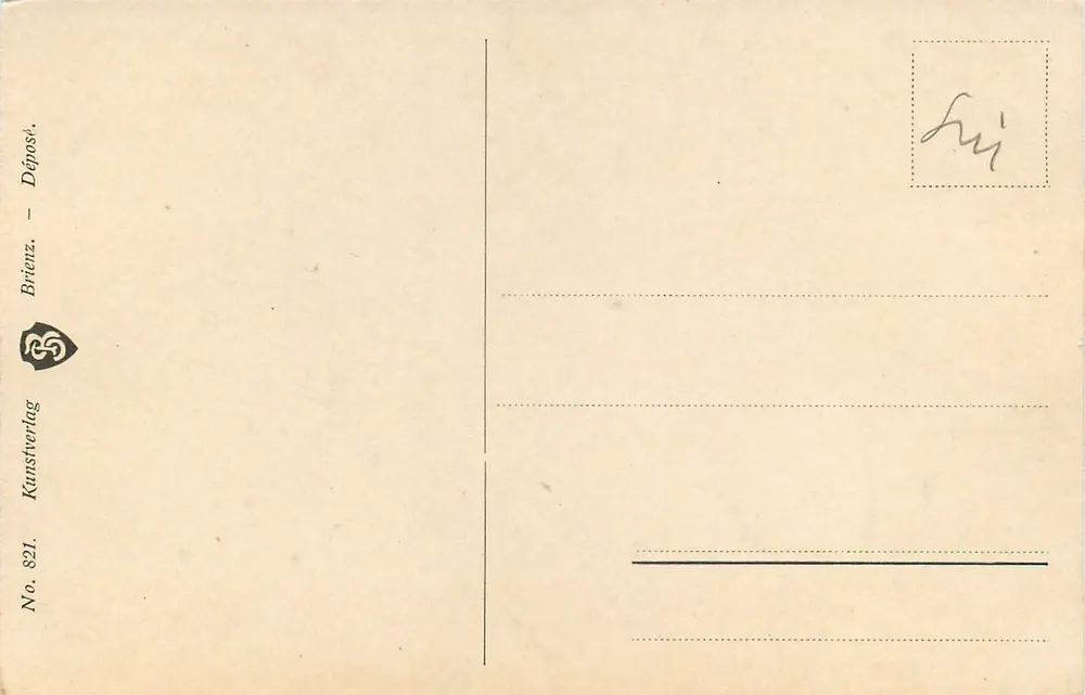 Grindelwald — uitzicht op het Fiescherhorn 4049 m — Kunstverlag Brienz, nr. 821 - Achterkant