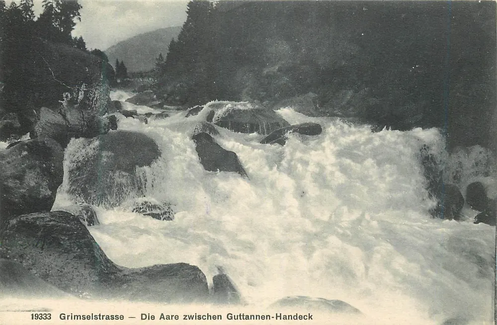 Grimselstrasse — Der Fluss Aare zwischen Guttannen und Handeck — Ausgabe Wehrli A.-G., Kilchberg, Zürich - Vorderseite