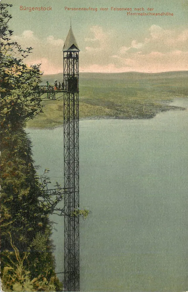 Bürgenstock — Elevador de pessoas do Felsenweg para a Hammetschwandhöhe — E. Goetz, Luzern, n° 109659 - Frente