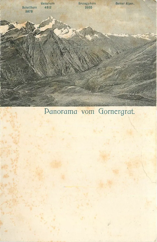 Panorama do Gornergrat — Schallhorn 8978, Weisshorn 4512, Brunegghorn 3865, Alpes Bernois - Frente