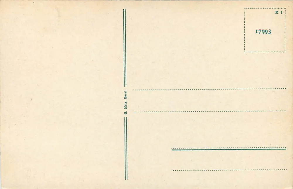 Basel, Rathaus Hof, voorgevel — uitgever G. Metz, Basel, serie-nummer K 1 - Achterkant