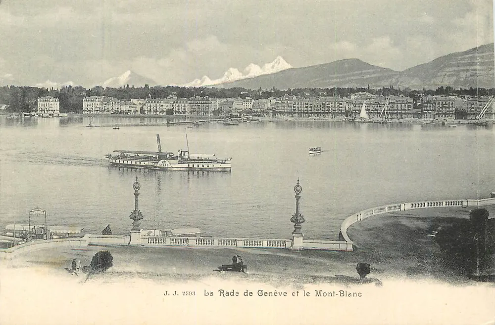 La Rade de Genève et le Mont-Blanc — J.J. 2593 — éditeur Jullien Fôres, Genève - Vorderseite