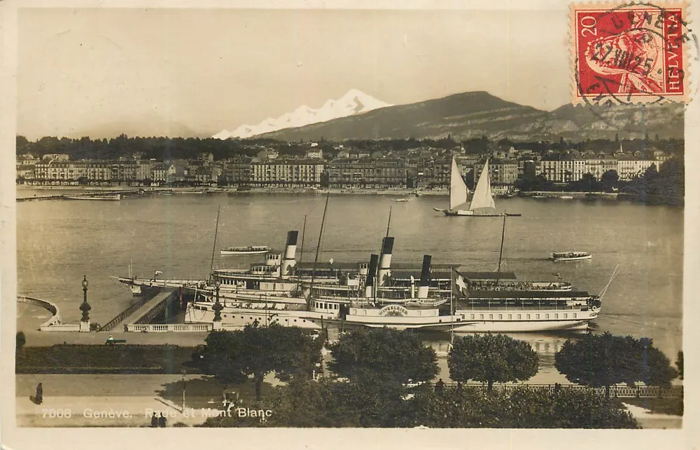 Ginebra, Puerto y Mont Blanc — Phototypie Co., Neuchâtel, n°7000 - Anverso