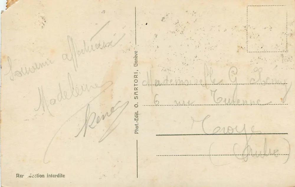 Genebra, Palácio das Nações — editor O. Sartori, n° 63 - Verso