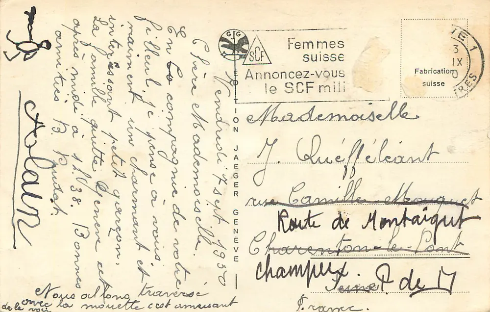 Genève, La Rade, le Jet d'Eau et le Mont-Blanc — édition SCF, n° 6049 - Verso