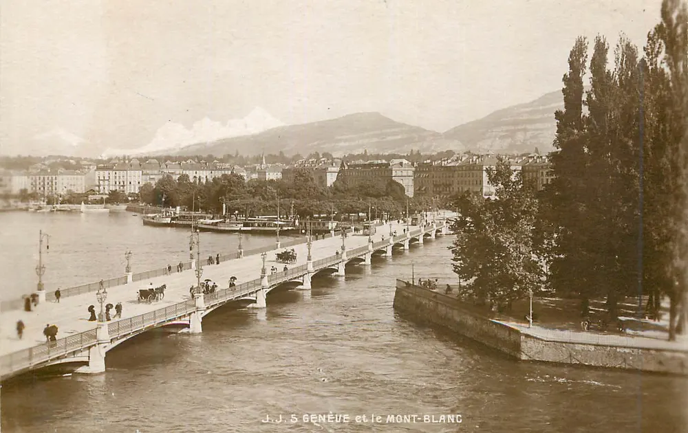 Genebra e o Monte Branco — J.J.S. Genebra e o Monte Branco — Julien Frères, fot. Editores, Genebra - Frente