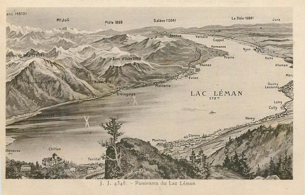 Panorama do Lago Léman — J. J. 4348 — Editor J. J. - Frente