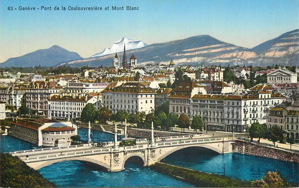Genf - Pont de la Coulouvrenière und Mont Blanc — Société Graphique Neuchâtel, n°63 - Vorderseite