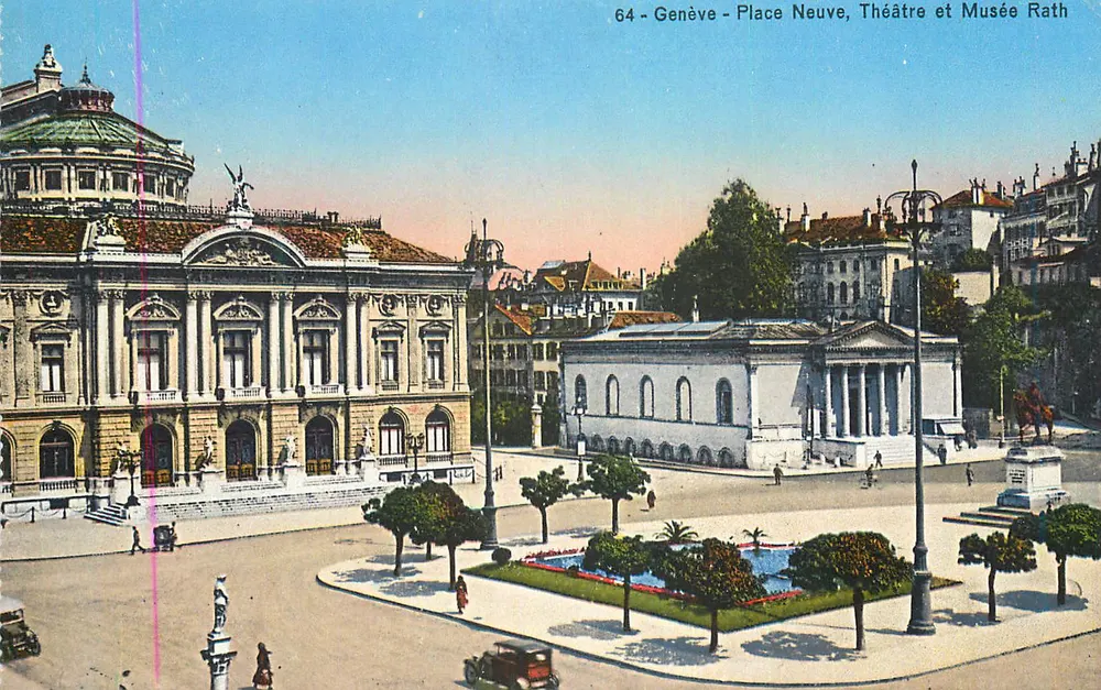 Genf - Neues Platz, Theater und Rath-Museum - Vorderseite