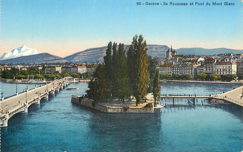 Genf - Île Rousseau und Pont du Mont Blanc — Société Graphique Neuchâtel, Nr. 60 - Vorderseite