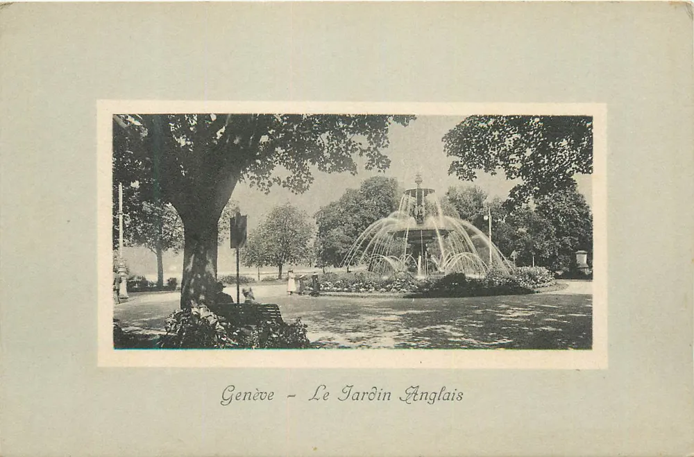 Genebra — O Jardim Inglês — Jullien frères, Fot. Editores, Genebra, n° J.J. 2898 - Frente