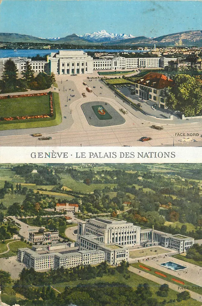 Genebra - O Palácio das Nações — vista norte e sul — Edição Jaeger Genebra - Frente