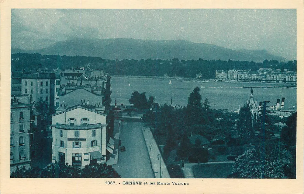 GÊNEVA e os Monts Voiron — vista panorâmica — L. Fauraz, Annemasse (Alto-Savoia) - Frente