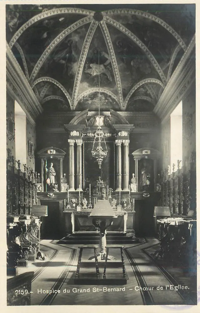 Hospice du Grand St-Bernard — Chœur de l'Église — Société Graphique Neuchâtel n°2159 - Recto