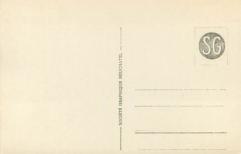 Vista das Alpes — Montanha Branca, Grande Jorasse, Hospício do Grande São Bernardo — Sociedade Gráfica Neuchâtel - Verso