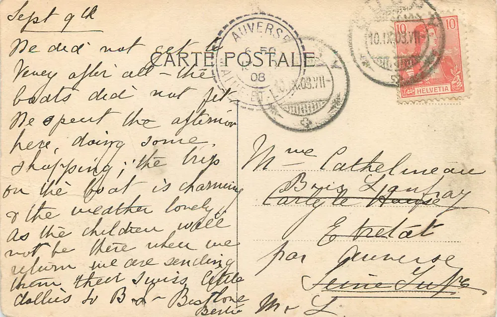 Lausanne et les Montagnes de la Savoie — J. J. 6944 — Julien frères Phot.-Éditeurs, Genève - Verso