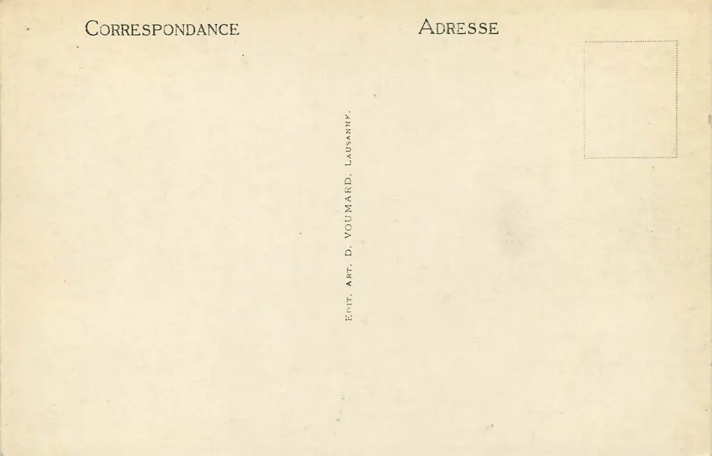 O Portão de Ouchy — vista do lago com barcos — Édit. Art. D. Vouimard, Lausanne, n° 1010 - Verso