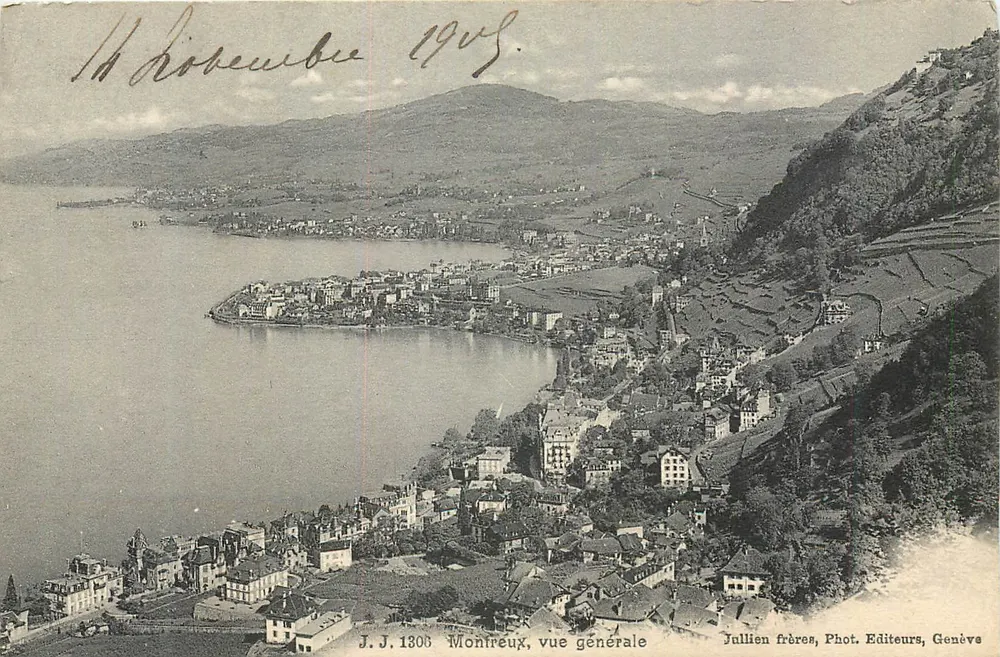 Montreux, ogólny widok — J.J. 1306 — Jullien bracia, Fot. Wydawcy, Genewa - Awers