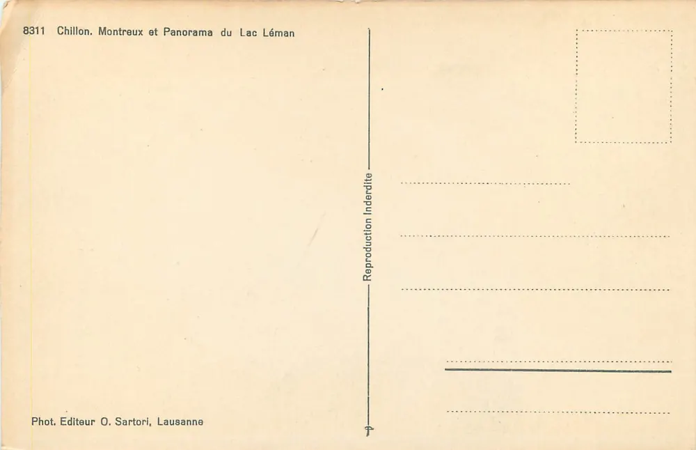 Lac Léman und Chillon — Panorama des Lacs Léman — Verlag O. Sartori, Lausanne - Rückseite