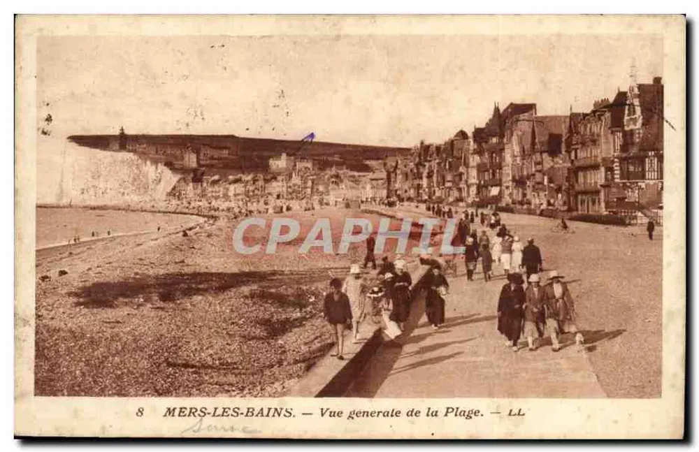 Mers-les-Bains — Vista general de la playa — LL - Anverso