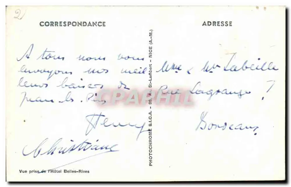 Juan-les-Pins — Vue générale sur les Plages — Photographe S.C.A. (A.-Ri.) - Verso