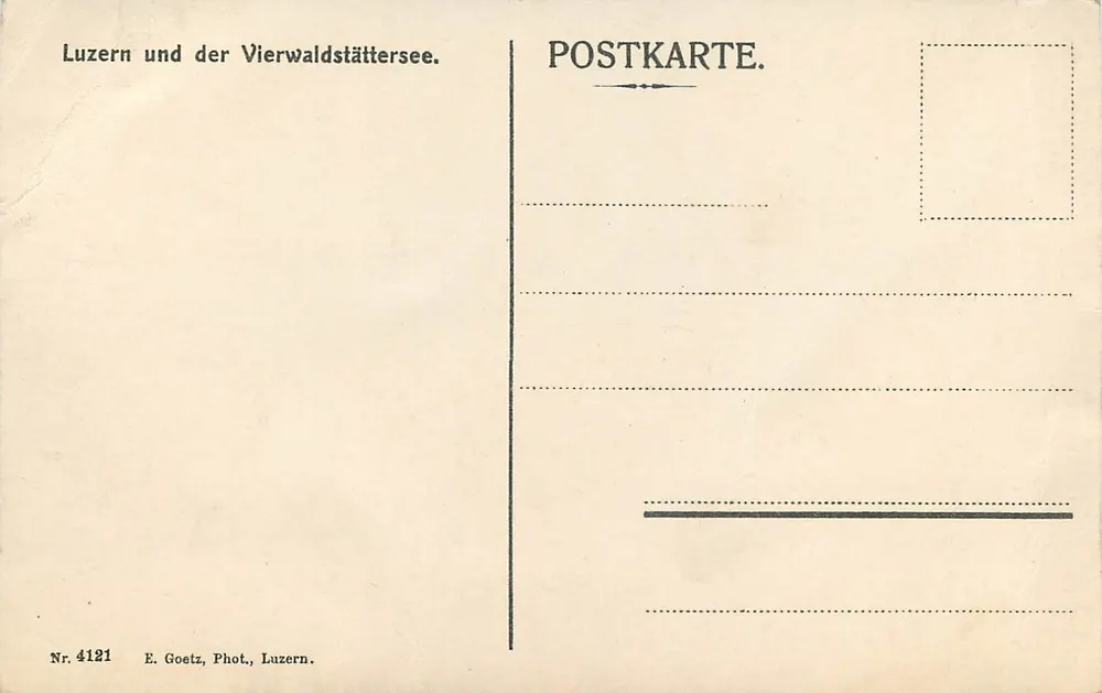 Lucerne und der Vierwaldstättersee — E. Goetz, Fot., Luzern, n° 4121 - Rückseite