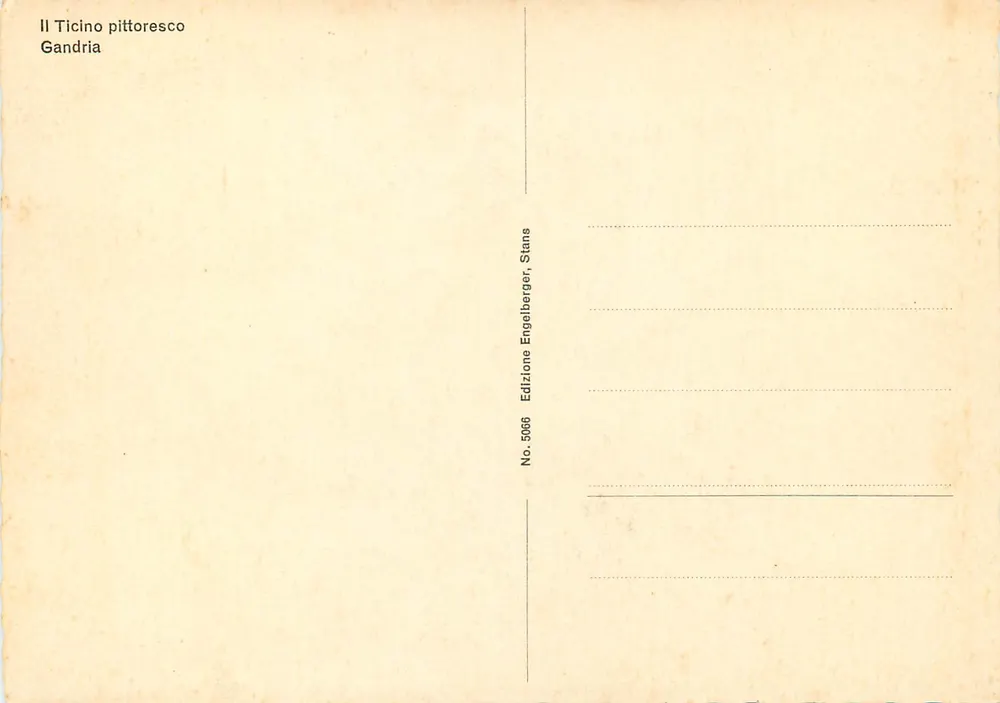 Vue de Gandria — passage sous un arc — ristorante — éditeur Engelberger, n° 5066 - Verso