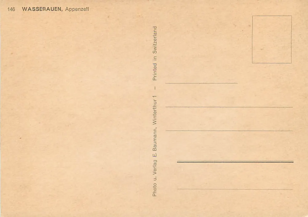 Panoramablick auf die Berge Marwies, Altmann, Säntis und Ebenalp — Verlag E. Baumann, Winterthur - Rückseite
