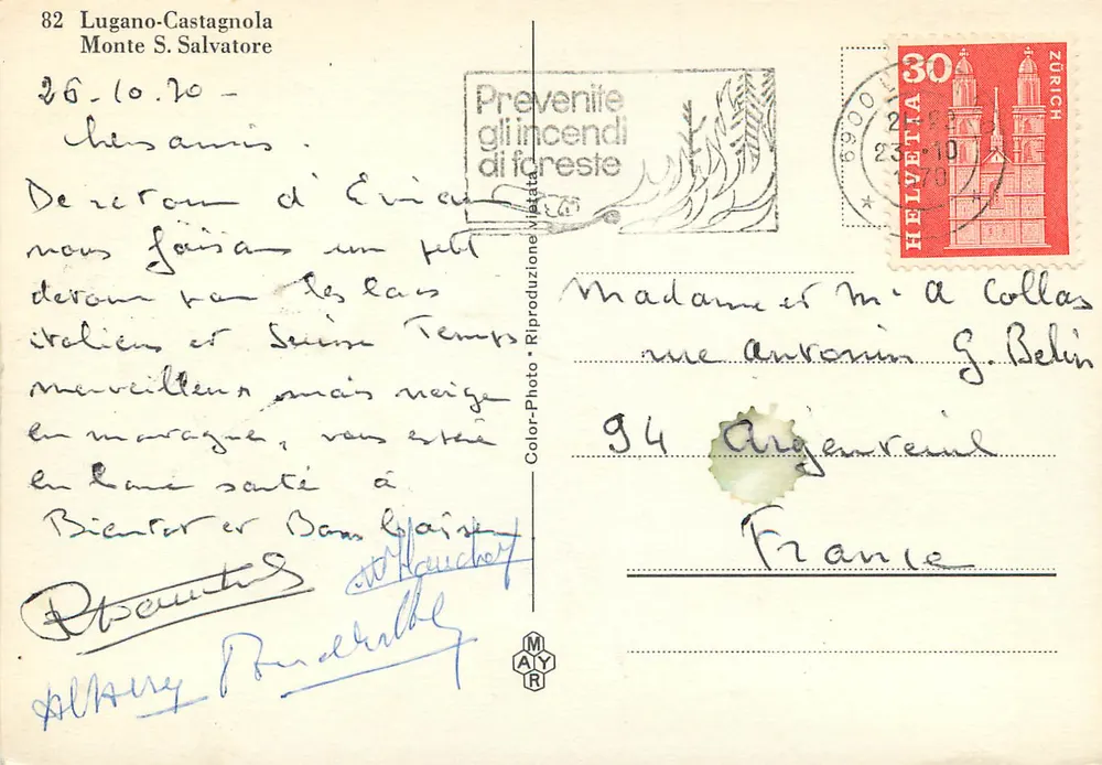 Lugano-Castagnola — Monte S. Salvatore — uitgever M AY R, n° 82 - Achterkant