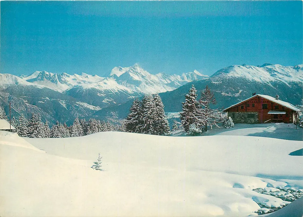 Montana-Crans — Winterlandschaft und der Weisshorn (4510 m.) — Edition PERROCHET - Vorderseite