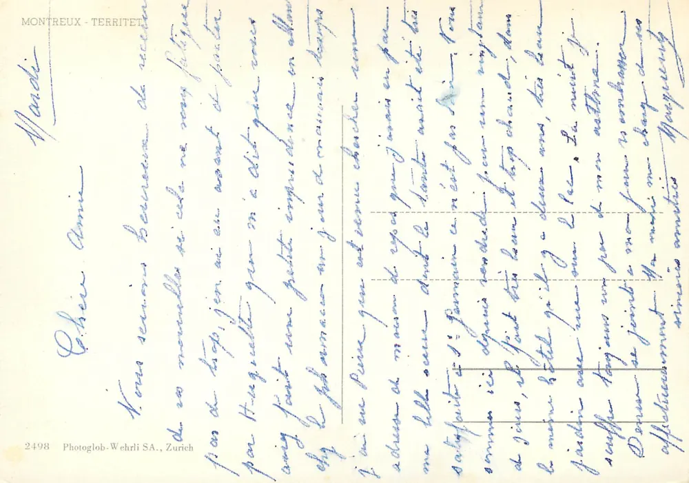 Montreux — Ansicht des Sees und Häuser — Photoglob-Wehrli SA, Zürich, Nr. 2498 - Rückseite