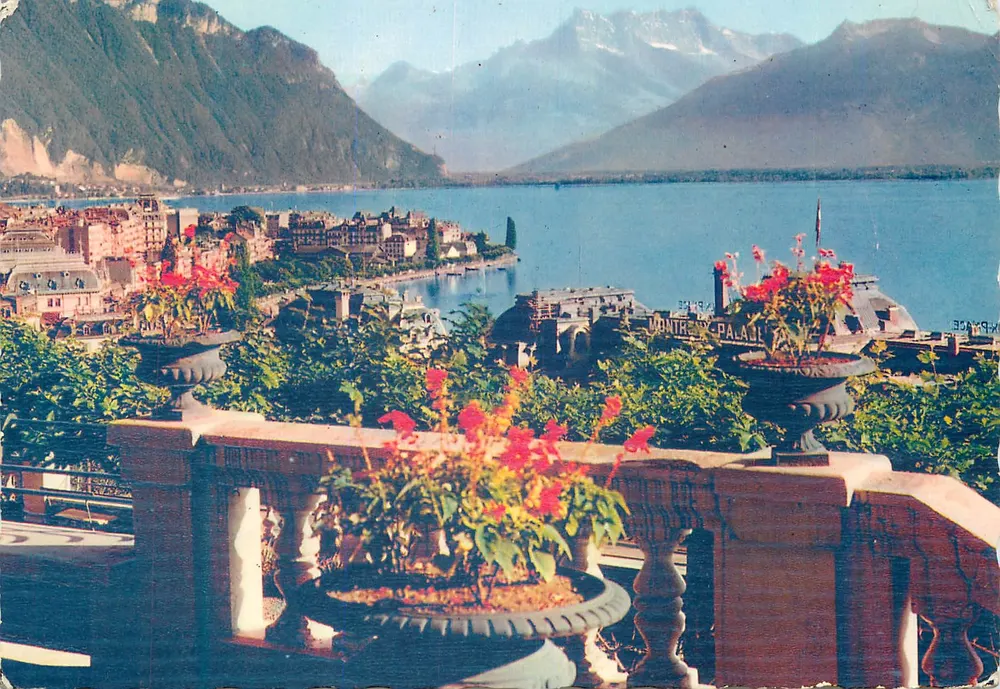Montreux — Aussicht auf See und Berge — Mexichrome - Vorderseite