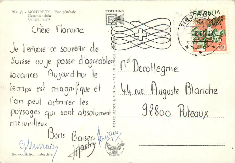 Montreux — Allgemeiner Blick — Éditions Pierre Jaeger & Fils SA - Rückseite