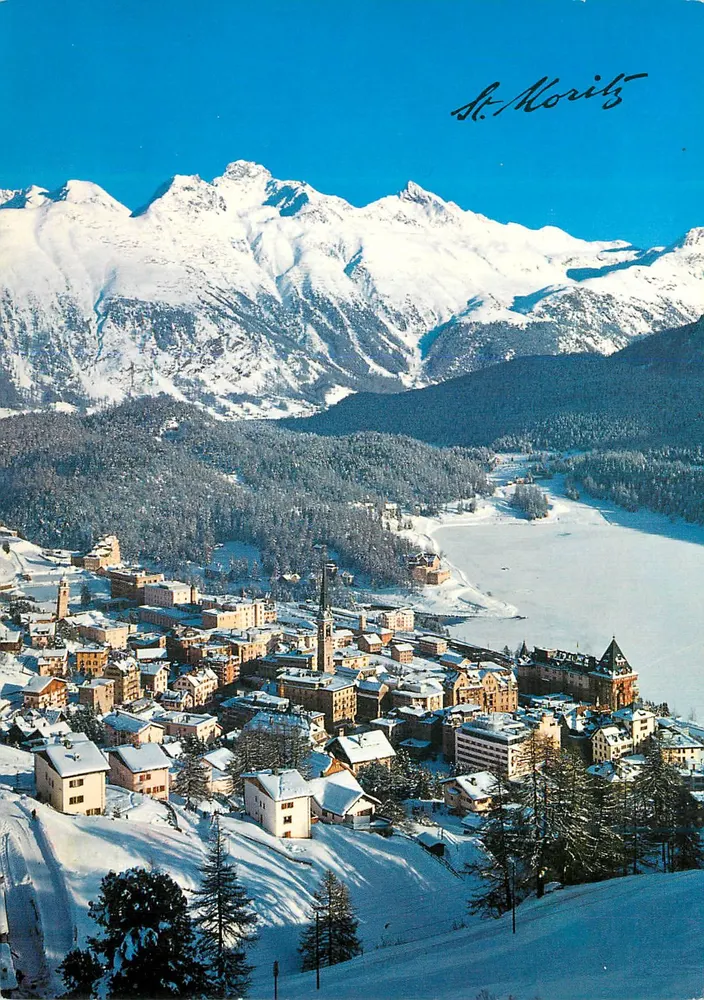 St. Moritz — zimowa widok z niesionym śniegiem — Photo und Verlag Hans Steiner Nr. 51 - Awers