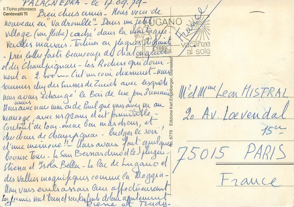 Trem sobre o viaduto do Ticino — Palagnedra — Edição Karl Engelberger, n° 8776 - Verso