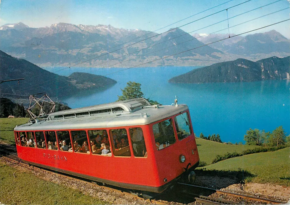 Vitznau-Rigi-Bahn (Vierwaldstättersee) — mit den Alpen von Nidwalden — Verlag M. Bürgi, Vitznau, Nr. C.4060 - Vorderseite