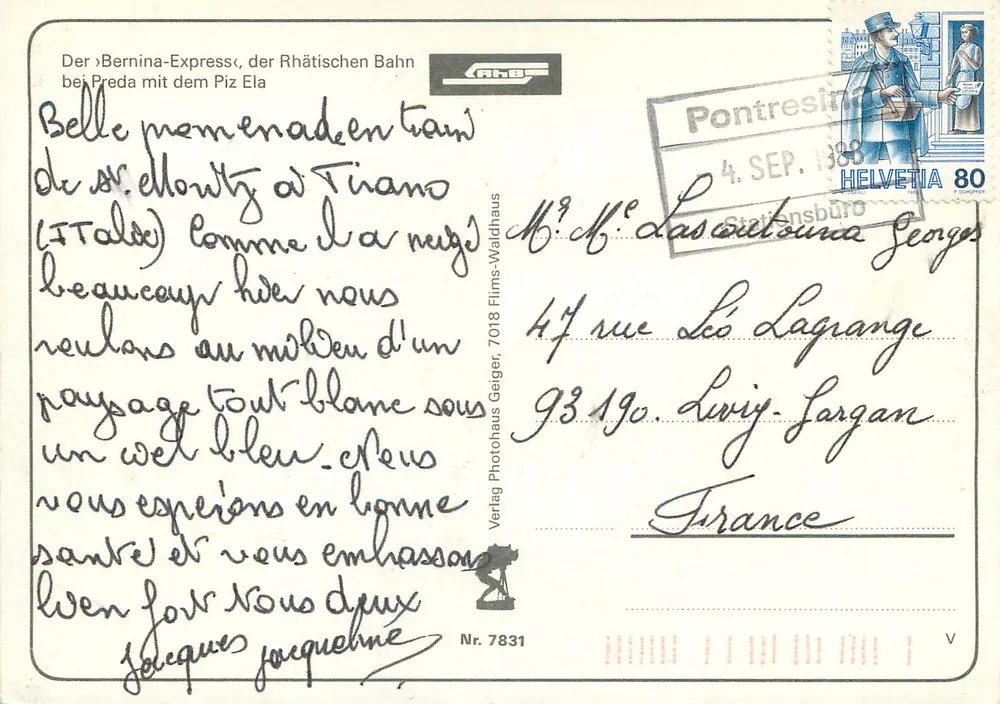 Bernina Express — Train à travers les Alpes — Verlag Photohaus Geiger, n° 7831 - Rückseite