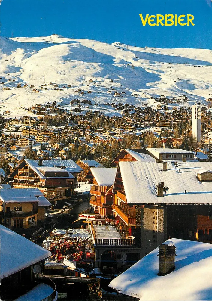 Verbier — panorama zasypana śniegiem — Photoglob Zurych/Vevey - Awers
