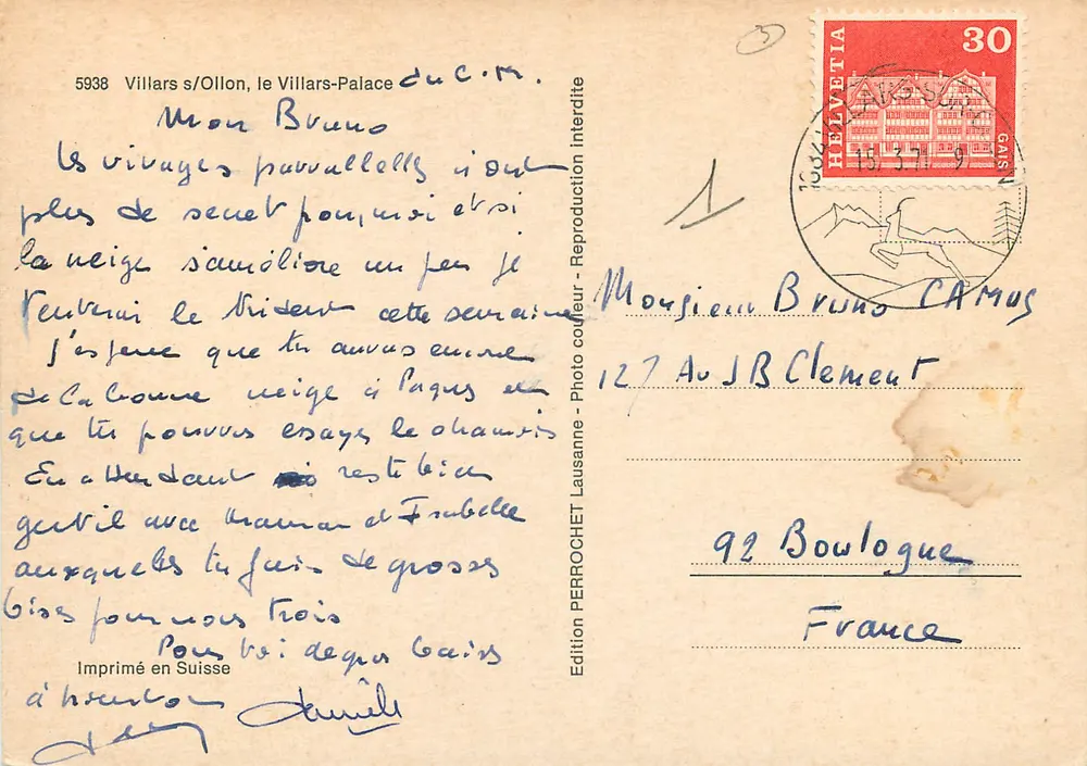 Villars-sur-Ollon — O Villars-Palace — Edição Perrochet - Verso