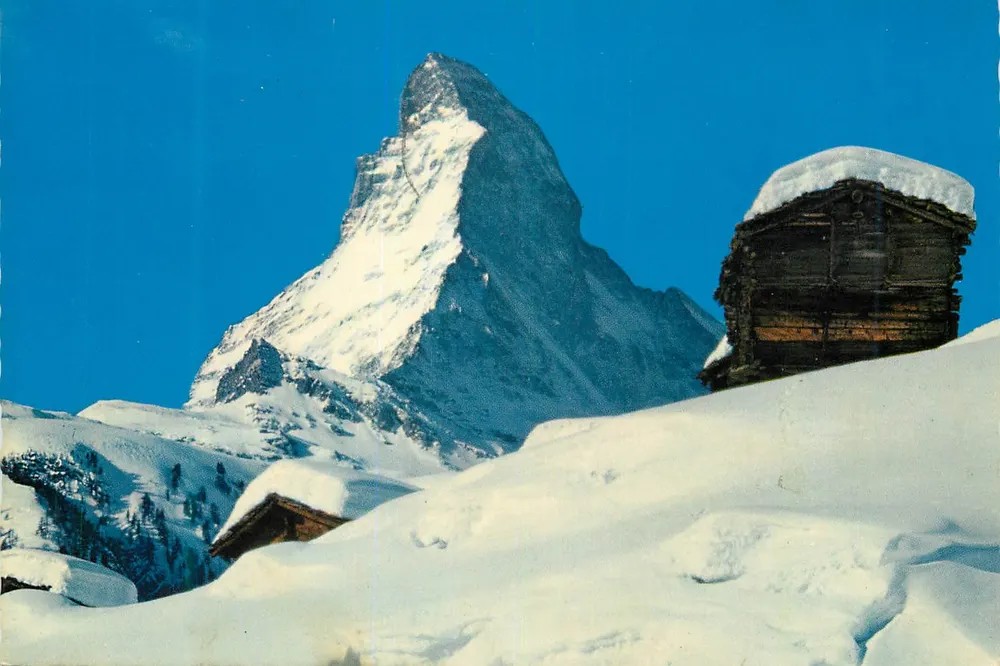 मैटरहॉर्न — 4478 मीटर — रंगीन फोटो द्वारा ई. गिगर, क्लोपफेनस्टाइन - आगे