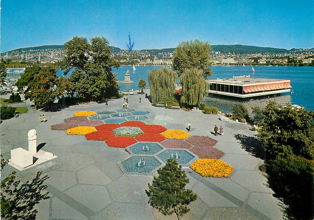 Zúrich — Vista del restaurante junto al lago Mythenquai — editor Berne & Ammerschwihr, n° 75699 - Anverso
